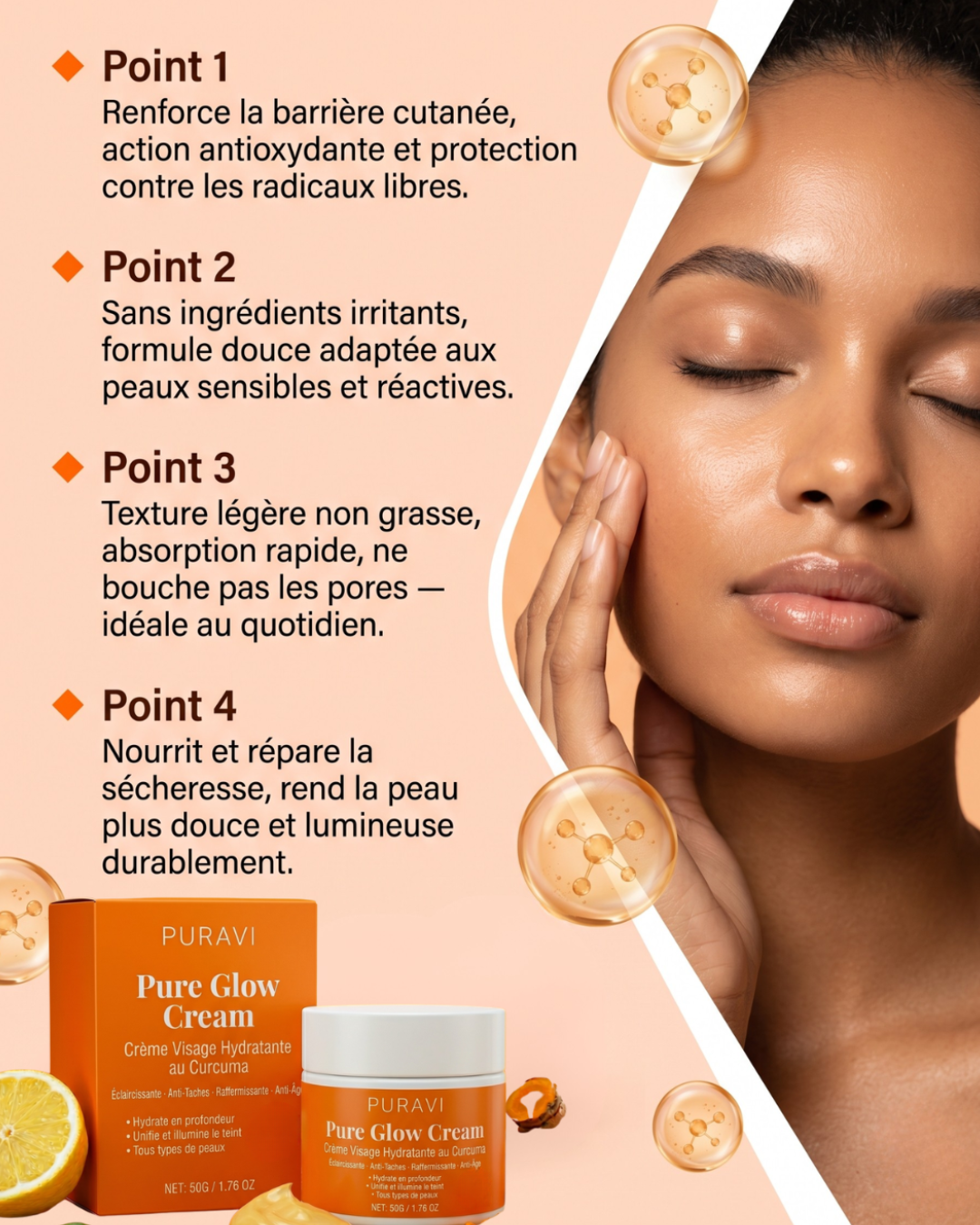 Pure Glow Cream — Crème Visage Hydratante au Curcuma