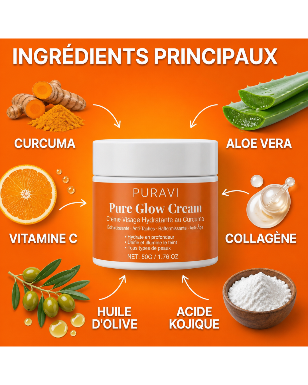 Pure Glow Cream — Crème Visage Hydratante au Curcuma
