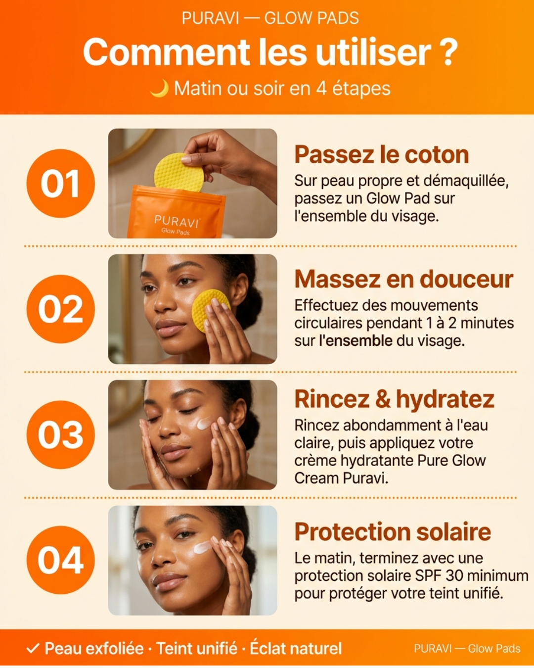 Glow Pads — Disques Nettoyants & Exfoliants au Curcuma