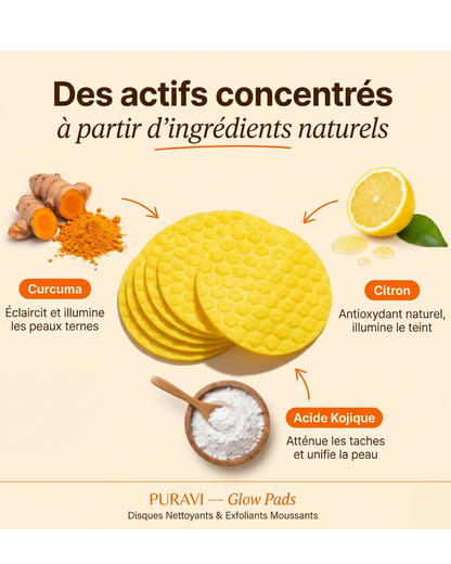 Glow Pads — Disques Nettoyants & Exfoliants au Curcuma