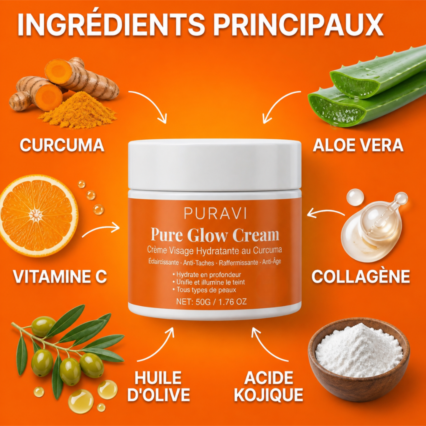 Pure Glow Cream — Crème Visage Hydratante au Curcuma