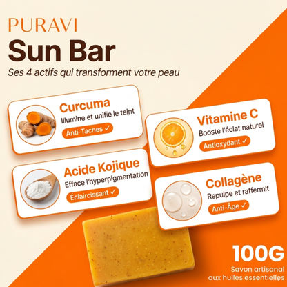 Sun Bar — Savon Artisanal Curcuma · Citron · Acide Kojique