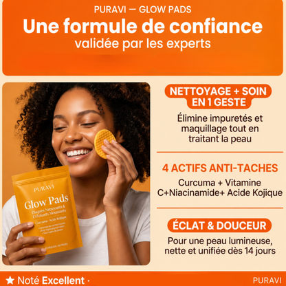 Glow Pads — Disques Nettoyants & Exfoliants au Curcuma