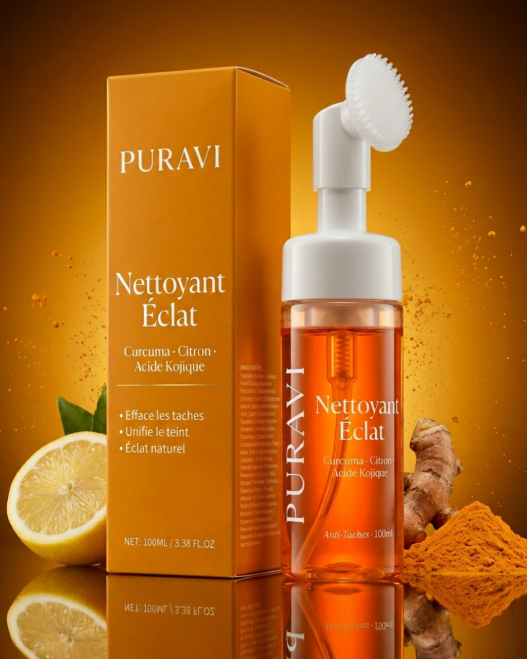 Nettoyant Éclat — Curcuma · Citron · Acide Kojique