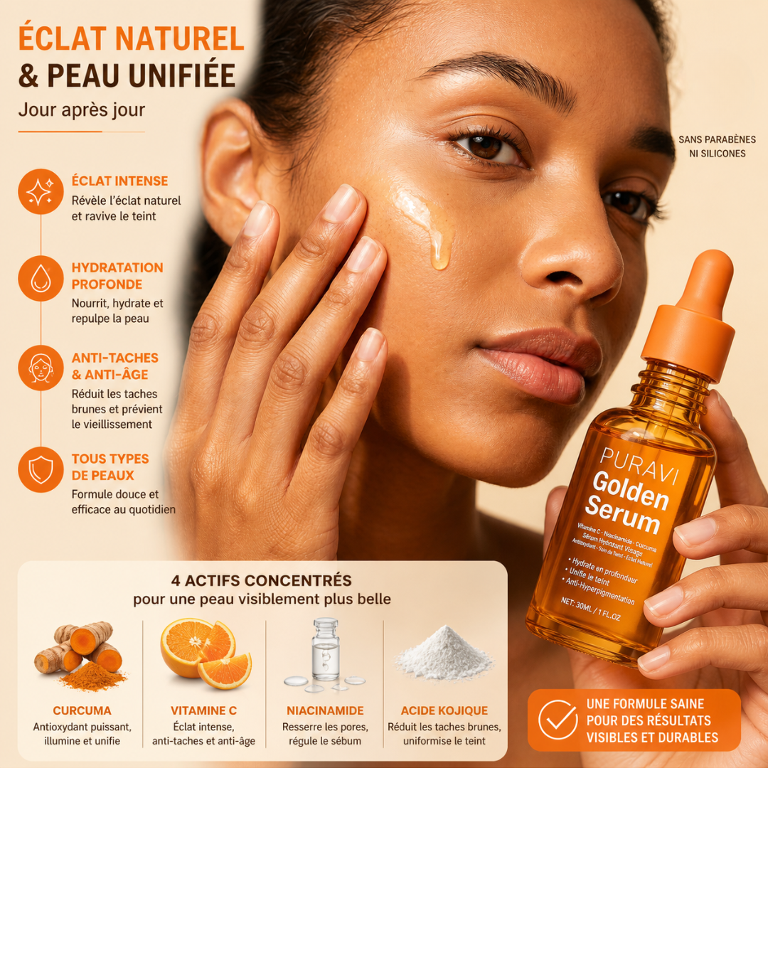 Golden Serum — Sérum Hydratant Visage Vitamine C & Curcuma