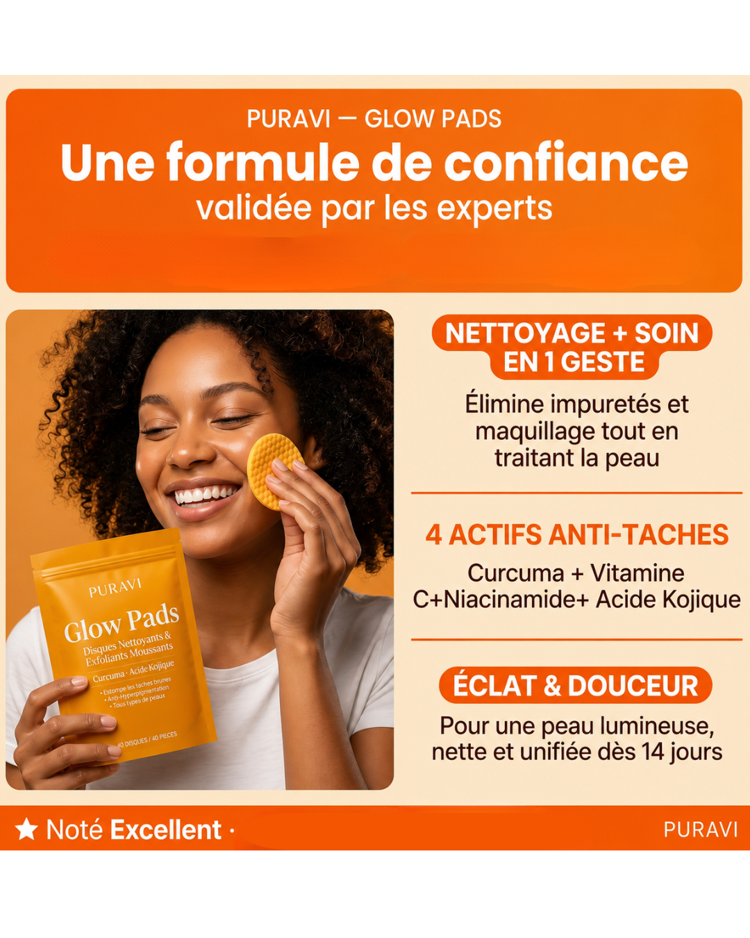 Glow Pads — Disques Nettoyants & Exfoliants au Curcuma