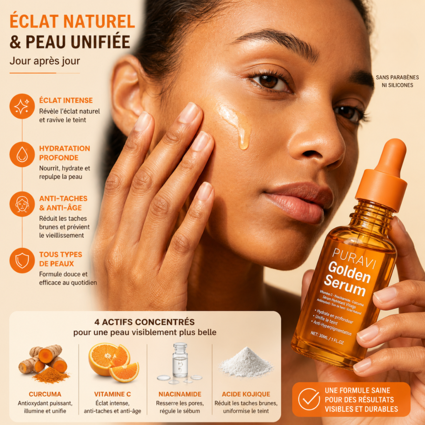 Golden Serum — Sérum Hydratant Visage Vitamine C & Curcuma